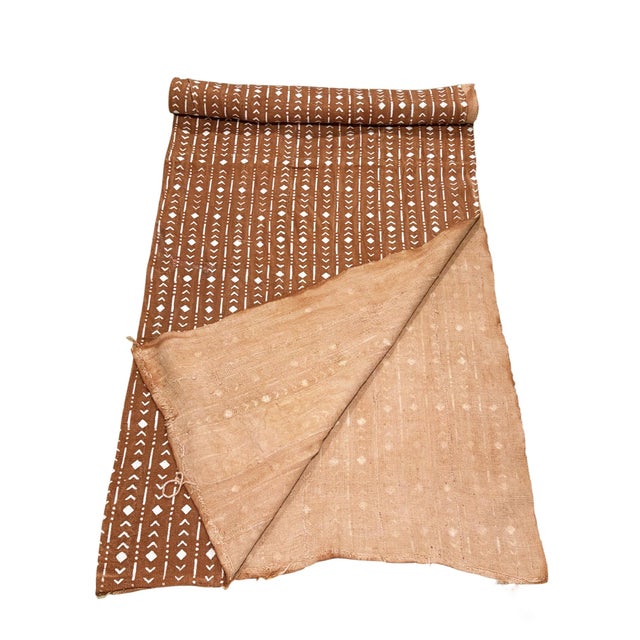 Lg Vintage Malian Brown & White Mud Cloth Textile 86" For Sale In New York - Image 6 of 7