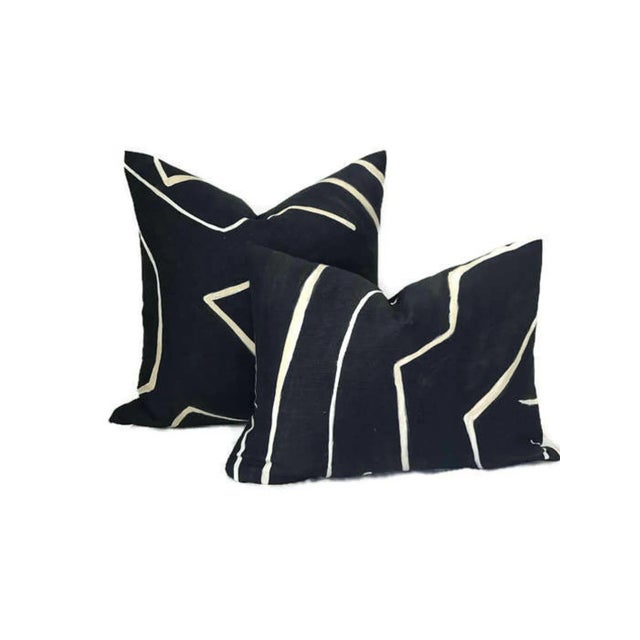 Modern Graffito Pillow Cover in Onyx Black For Sale - Image 3 of 4