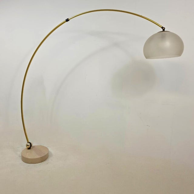 Arc Floor Light in Brass and Travertine by Goffredo Reggiani, 1970s For Sale - Image 6 of 9