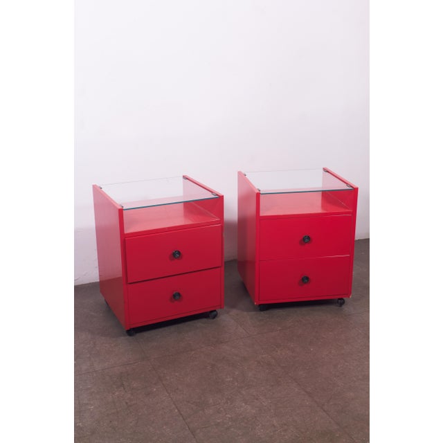 1960s Red Bedside Tables by Carlo De Carli for Sormani, 1970s, Set of 2 For Sale - Image 5 of 18