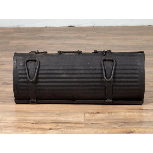 Early 20th Century Industrial Metal Tool Box with Dark Patina, Found in India For Sale - Image 9 of 10