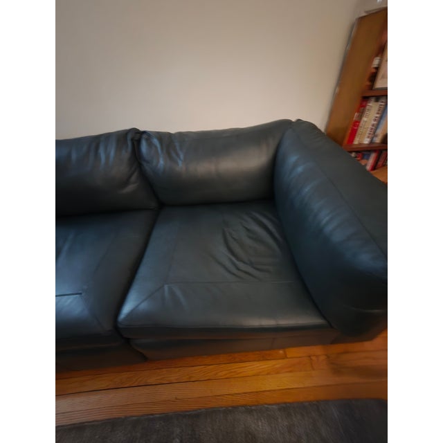 Stickley Stickley Modular Green Leather Sofa For Sale - Image 4 of 8