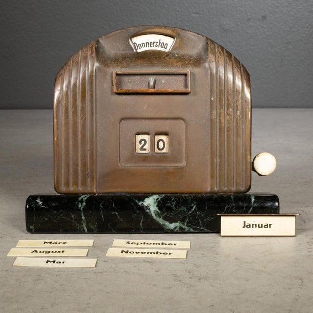 Art Deco Art Deco Copper German Perpetual Desk Calendar c.1930 For Sale - Image 3 of 8