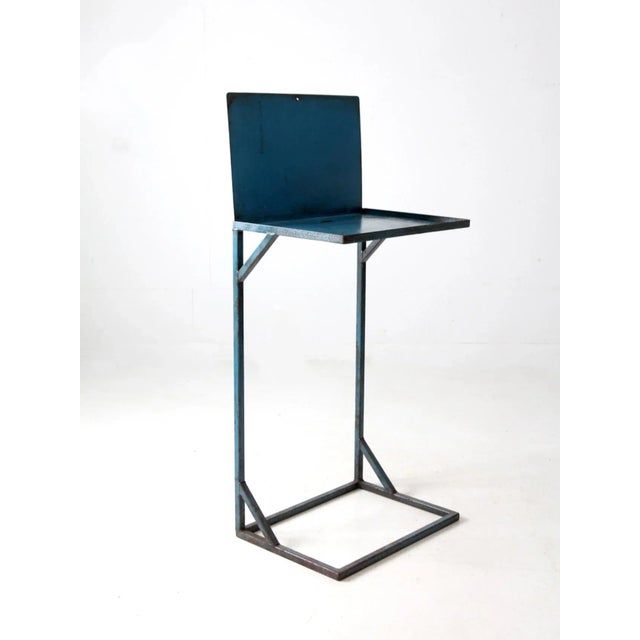 Vintage Industrial Blue Metal Standing Desk For Sale - Image 6 of 11