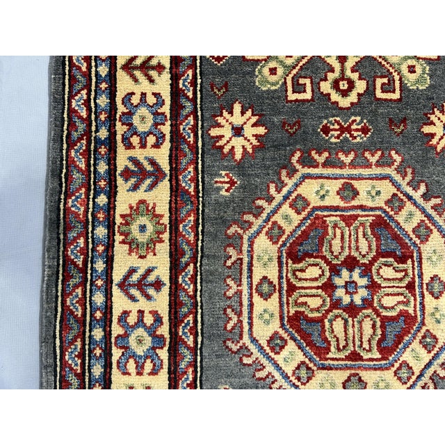 Charcoal Gray, Cream and Red Kazak Wool Runner Rug, 2'8" X 13' For Sale - Image 13 of 16
