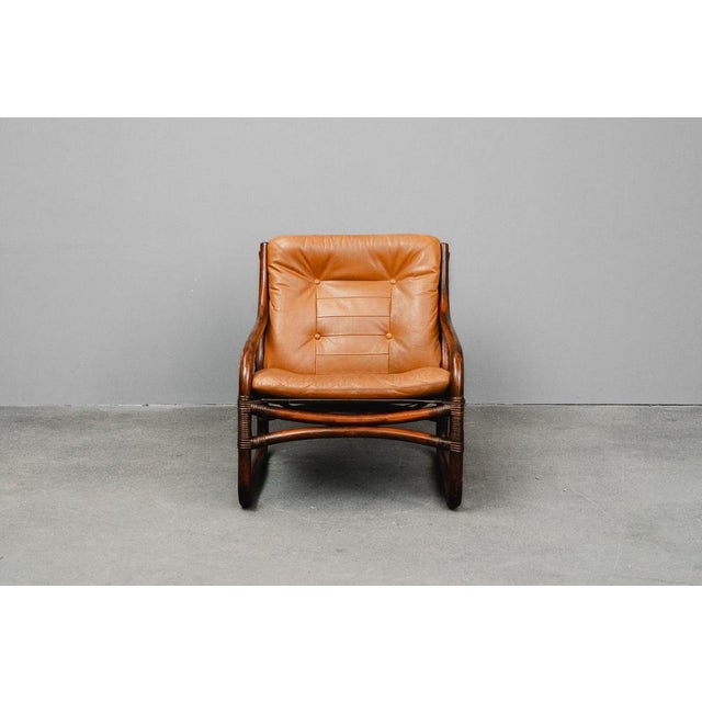 Brown Mid-Century Leather Lounge Chair For Sale - Image 8 of 16