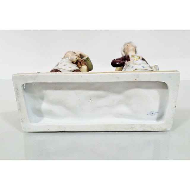 Antique German Hand Painted Volkstedt Porcelain Grouping Man & Woman For Sale - Image 11 of 13