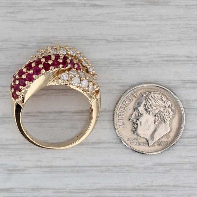 Red 2.75ctw Ruby Diamond Knot Ring 14k Yellow Gold Size 6.75 Cocktail For Sale - Image 8 of 8