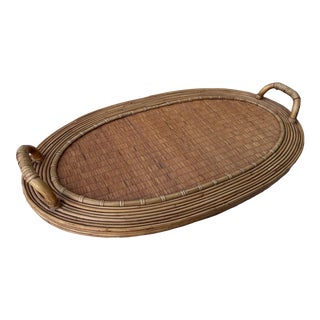 Palecek Rattan/Bamboo Serving Tray For Sale