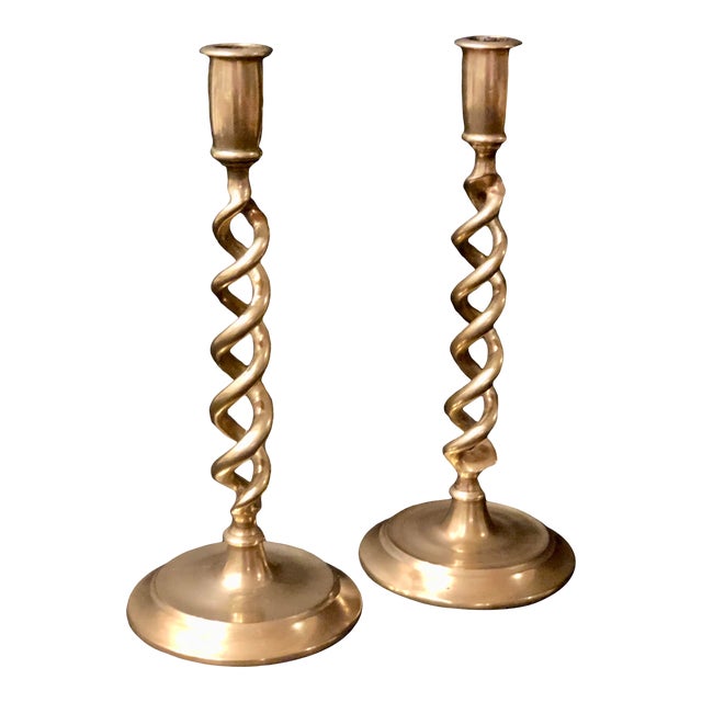Vintage Brass Barley Twist Candle Holders Centerpiece Holiday Wedding