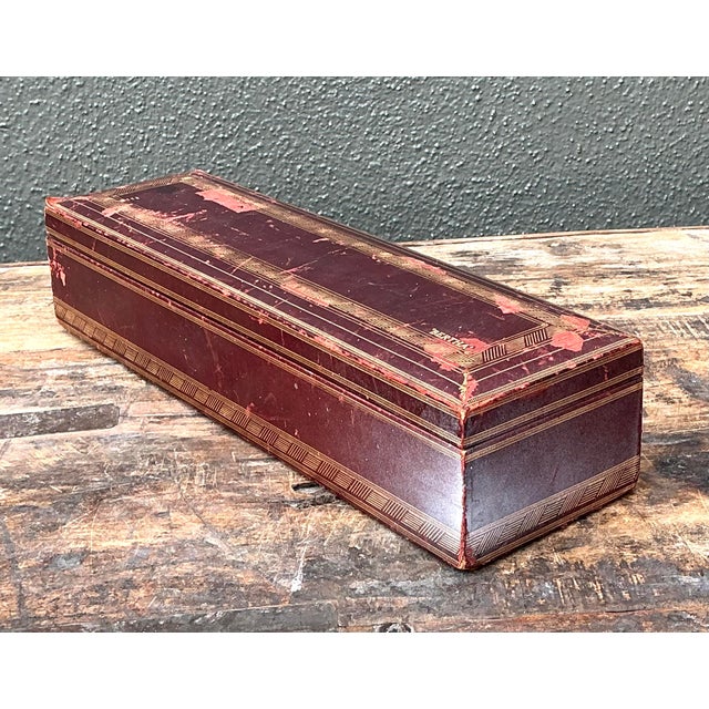 Hollywood Regency Vintage Italian Leather Embossed “Bertha” Box For Sale - Image 3 of 12