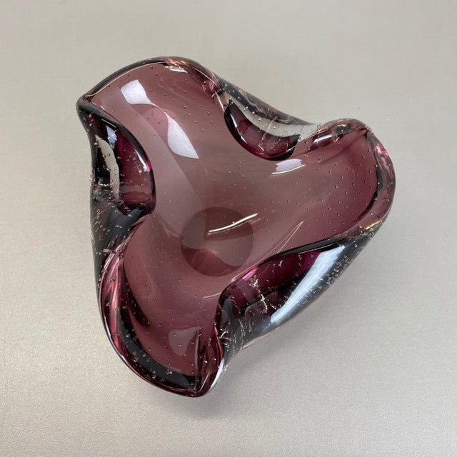 Large Pink Murano Bubble Glass Ashtray, Italy, 1970s For Sale - Image 11 of 18