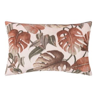 Scalamandre 22" x 14" Rainforest Warp Print Pillow in Terra Cotta For Sale