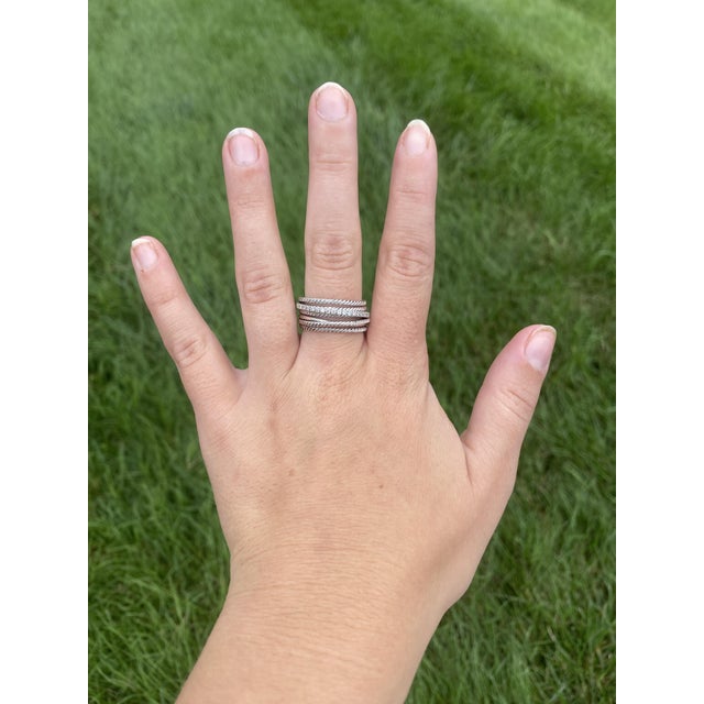 David Yurman Diamond Crossover Band Ring, Sterling Silver, Ring Size 9.5 For Sale In Greensboro - Image 6 of 6