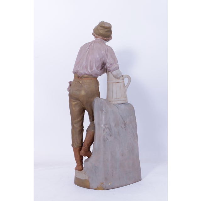 Royal Dux Bohemian Peasant Boy Pottery Figure Statue For Sale - Image 4 of 15