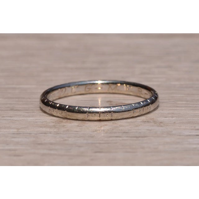Contemporary The Central Ave: White Rose Signed Antique Wedding Band Circa 1934 For Sale - Image 3 of 8