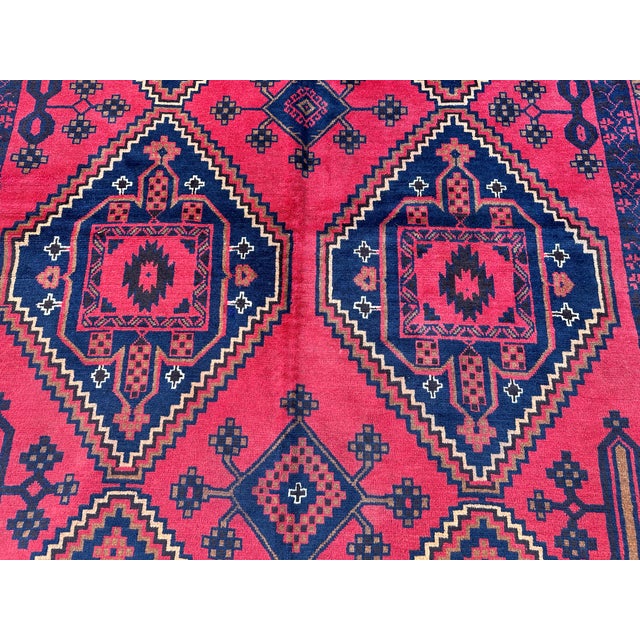 Turkmen Tribal Red Afghan Hand-Knotted Wool Runner - 5'1" X 13' For Sale - Image 9 of 11
