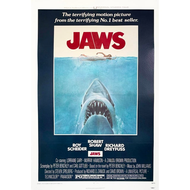 Jaws 1975 Original Vintage One Sheet Poster For Sale