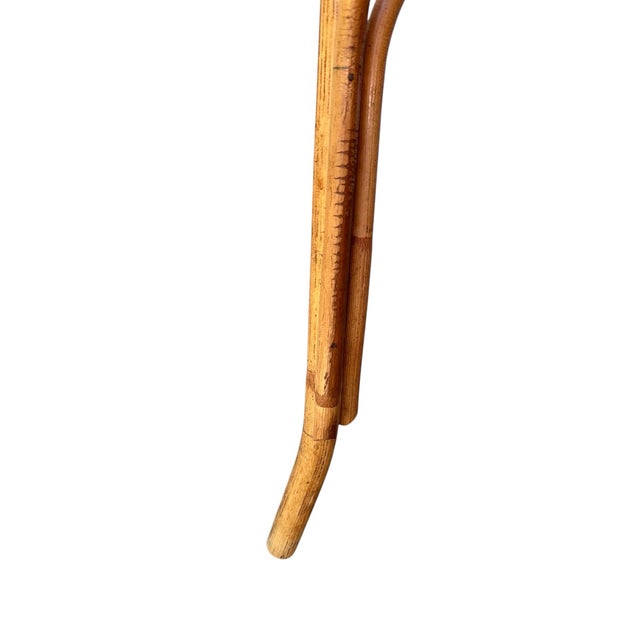 Vintage Italian Bamboo Rattan Side Table or Plant Stand With Stamped Impruneta Terracotta Tile Top For Sale In Miami - Image 6 of 7