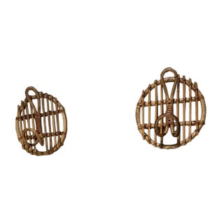 1950s French Rattan Bamboo Coat Racks Style Louis Sognot France For Sale