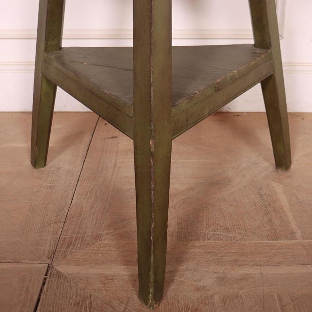 Early 19th C painted pine cricket table with good scrubbed pine top. 1860 Internal reference C This piece is designed in...