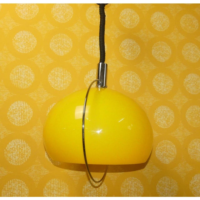 Metal Pendulum Pendant in Yellow Plastic and Chrome, 1970s For Sale - Image 7 of 12