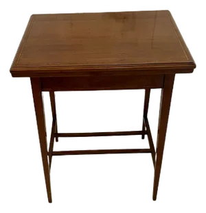 Antique Edwardian Quality Mahogany Inlaid Fold Over Card Table