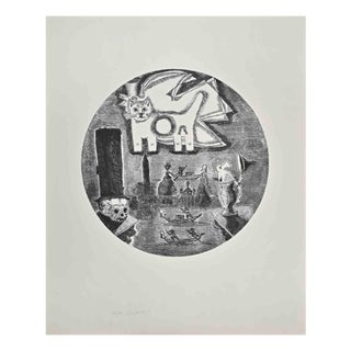 Gianpaolo Berto, The Cat, Etching, 1974 For Sale