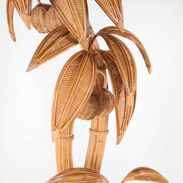 2000 - 2009 Bohemian Palm Floor Lamp in Rattan For Sale - Image 5 of 17