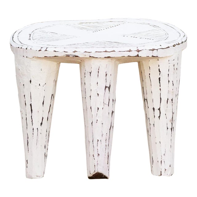 Carved White Nomad Nupe Stool For Sale