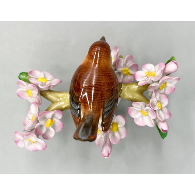 Vintage Herend Hungary Hand-Painted Songbird With Pink Blossoms – Porcelain Figurine - Cottagecore • Traditional • European Classic For Sale - Image 9 of 15