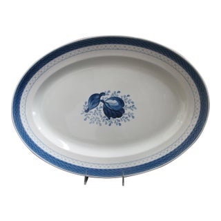 Mid 20th Century Traditional Royal Copenhagen Aluminia Faience Tranquebar Blue 931 Oval 19" Serving Platter For Sale