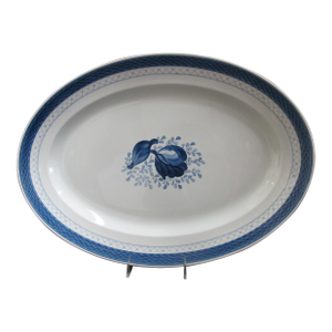 Mid 20th Century Traditional Royal Copenhagen Aluminia Faience Tranquebar Blue 931 Oval 19" Serving Platter