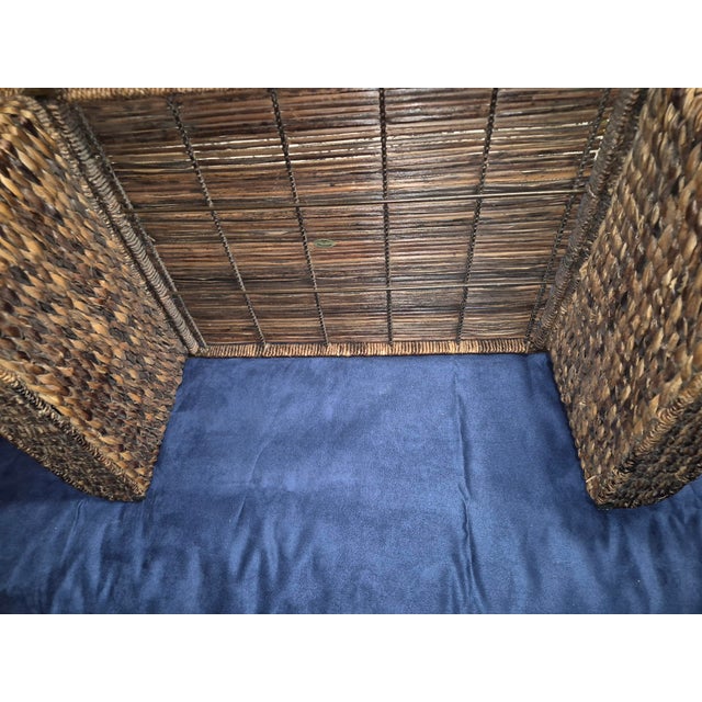 Contemporary Scorched Bamboo & Woven Hyacinth Serving Tray For Sale - Image 3 of 9