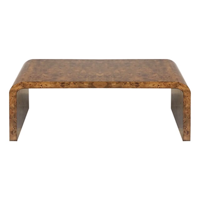 Matthew Izzo Home Newbury Dark Burlwood Waterfall Edge Coffee Table For Sale