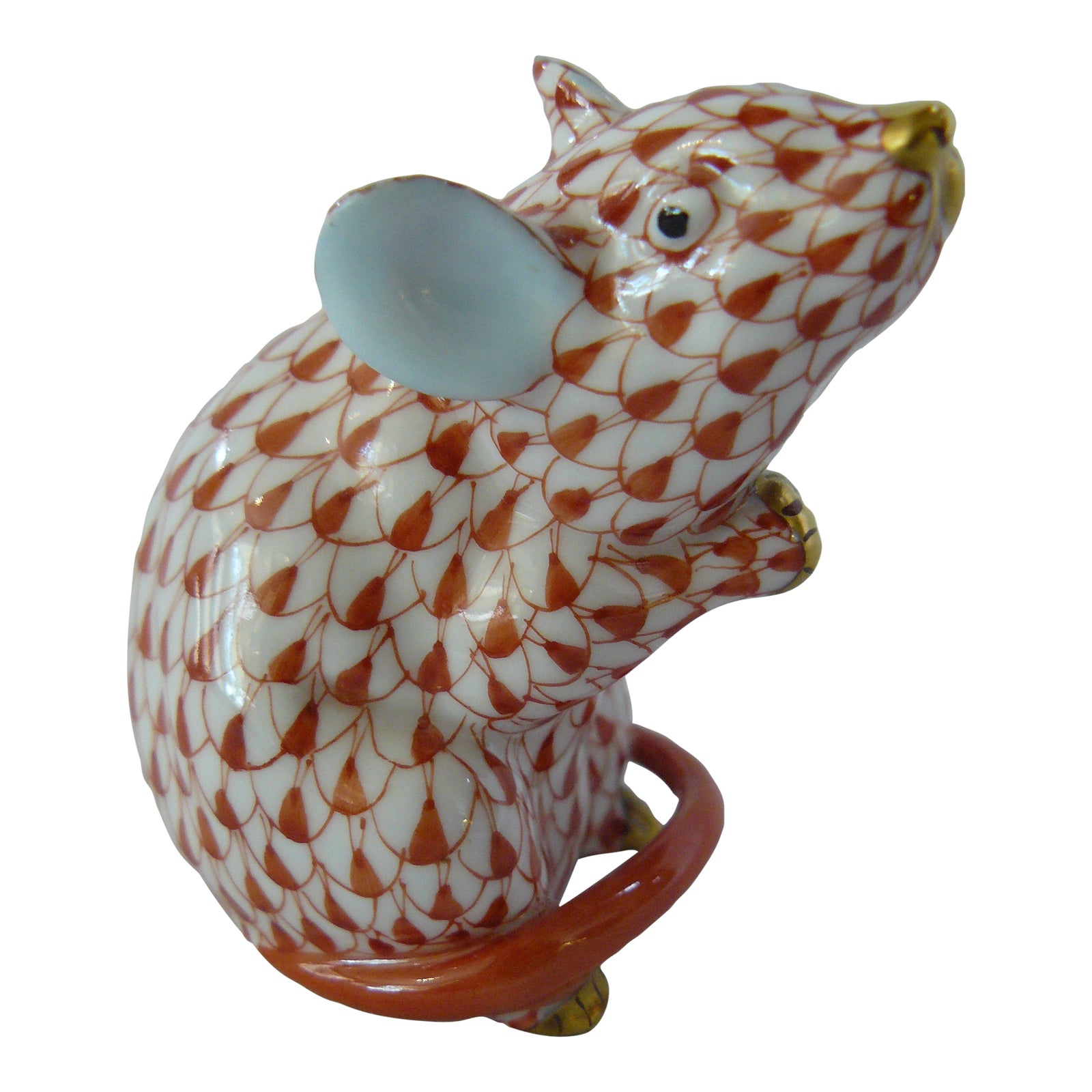 Herend Rust Fishnet Mouse | Chairish