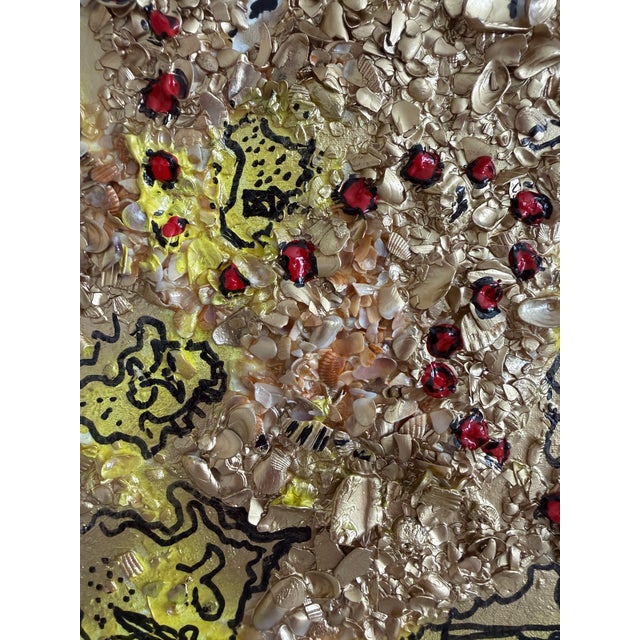 Gold Serg Graff "The Pirate Gold Map Original Mixed Media Shell Painting Treasure Art For Sale - Image 8 of 11