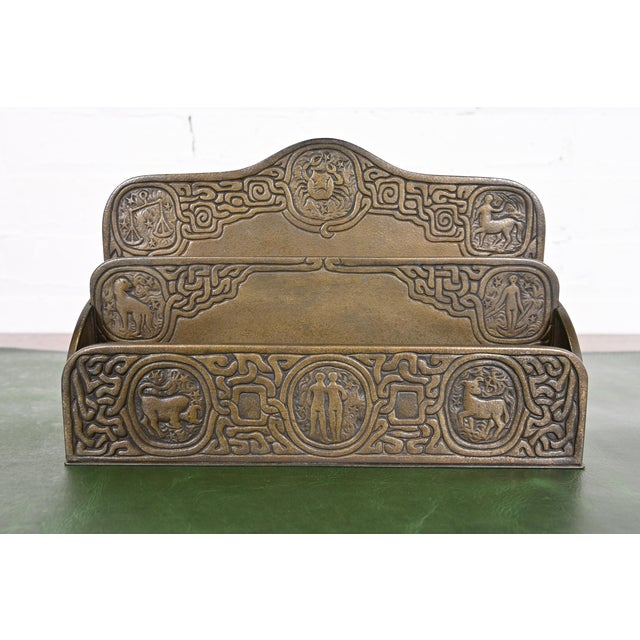 Tiffany Studios New York Zodiac Pattern Bronze Letter Rack For Sale - Image 12 of 12