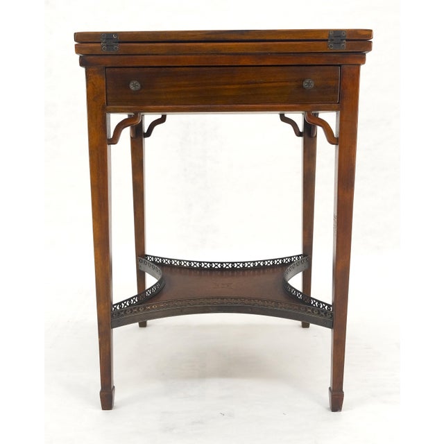 Theodore Alexander One Drawer Leather Top Folding Top Game Table MINT For Sale - Image 18 of 18