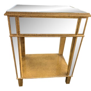 1990s Mirrored Single Drawer Nightstand For Sale