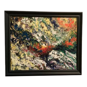 1999, Abstract, Original Oil, Multi-Colored Vivid Eagle Image Part of the “ Seeking” Series. Signed by Artist “Roni Nordbye”
