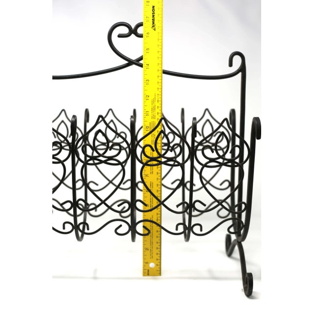 Black Vintage Mid Century Modern Wrought Iron Magazine Rack For Sale - Image 8 of 9