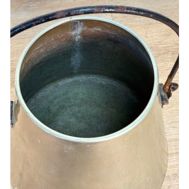 Metal Antique Farmhouse Nickel Plated Brass Conical Cone Milking Can For Sale - Image 7 of 11