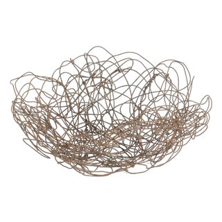 Handwoven Metal Wire Basket For Sale