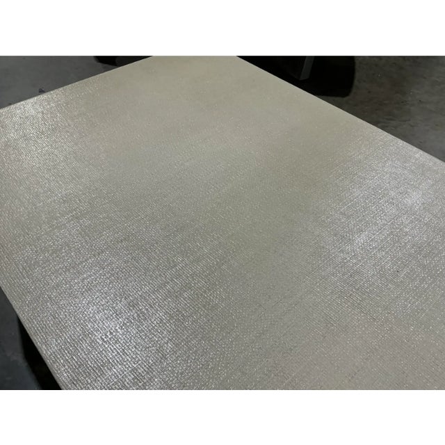 Contemporary Made Goods Faux Shagreen Off White Coffee Table For Sale - Image 3 of 5
