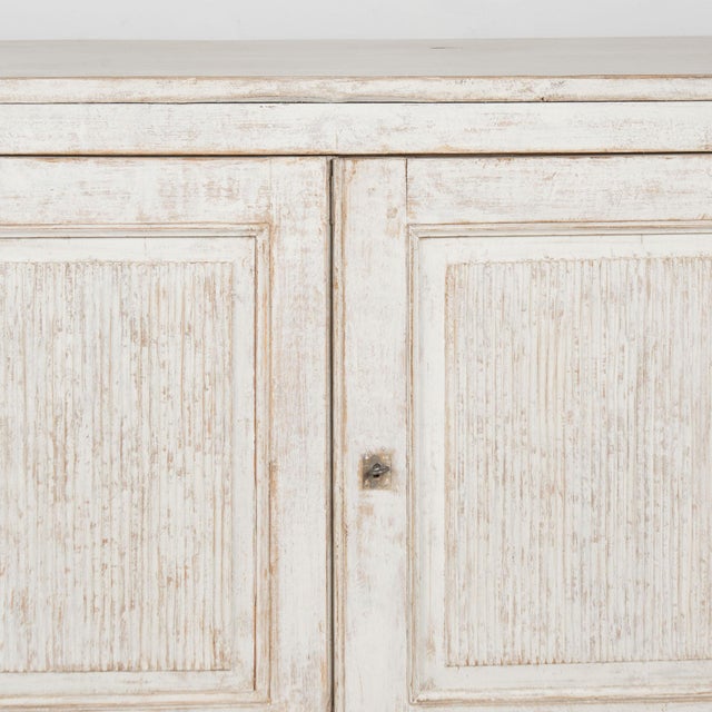 Pair 19th Century Swedish White Painted Pine Sideboards With Fluted Doors For Sale - Image 10 of 16