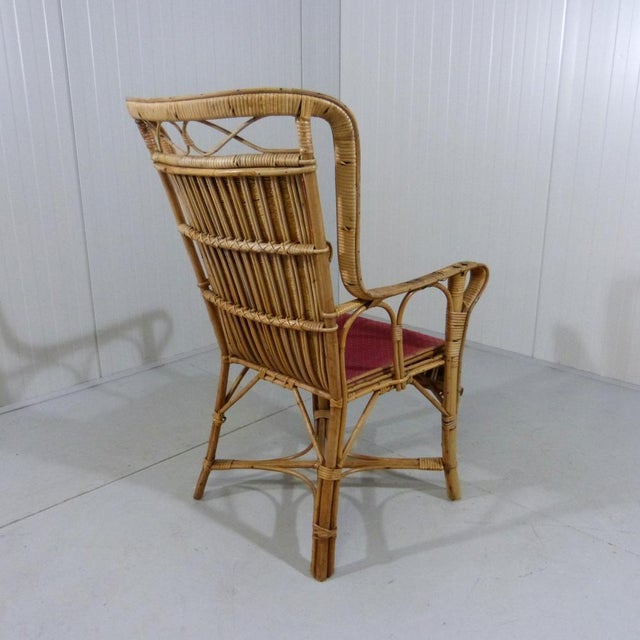 1930s Rattan & Fabric Armchair, 1930s For Sale - Image 5 of 18