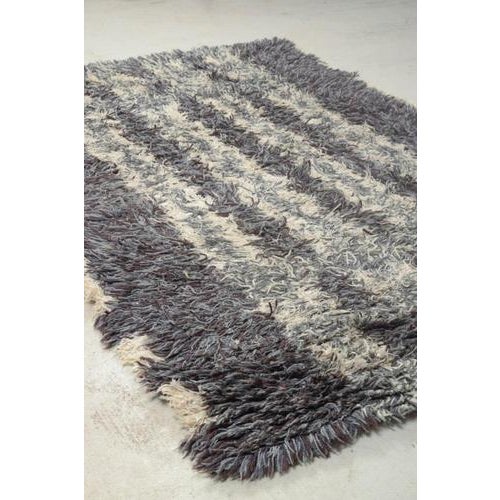 Scandinavian Shades of Grey and Cream Rya Rug with Geometric Pattern, 1960s For Sale - Image 4 of 6