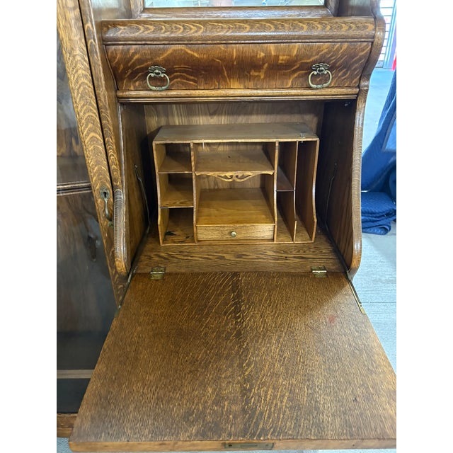 Early 20th Century Oak Secretary Bookcase, Early 20th Century For Sale - Image 5 of 10