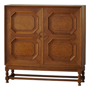 Danish Modern Sclulptural Cabinet in Oak and Burl Wood Veneer, 1950s